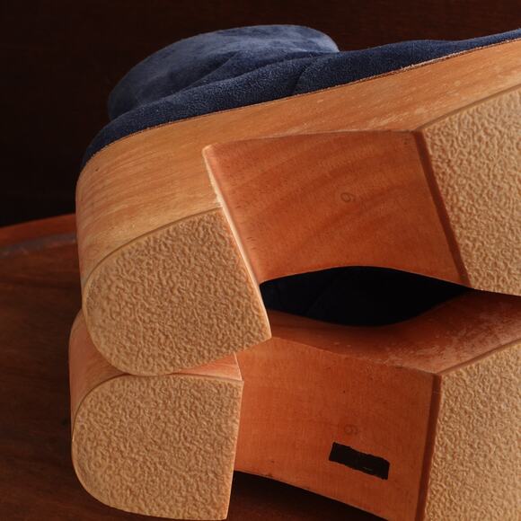 Charlotte Stone Boots Womens SZ 6 Blue Suede Paz Clog Preppy Indie Festival Boho - Picture 10 of 14